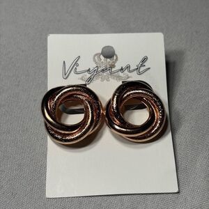 New! Viyant Rosegold Twisted Loops Post Earrings